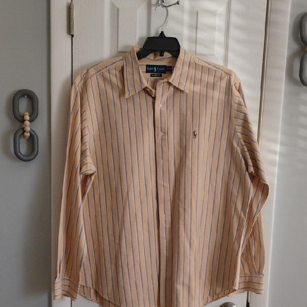 🚨B2G1 POLO BY RALPH LAUREN Lavender Tan Peach Blue Striped Long Sleeve Shirt